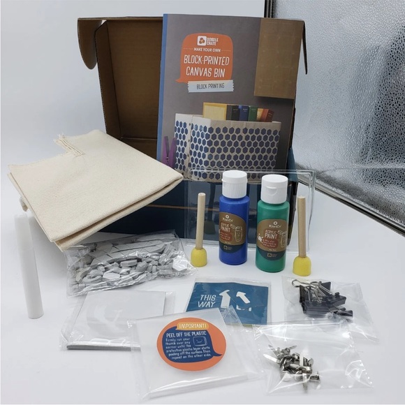 KiwiCo DOODLE CRATE Make Your Own “Block Printed Canvas Bin” Block Printing - Picture 5 of 16